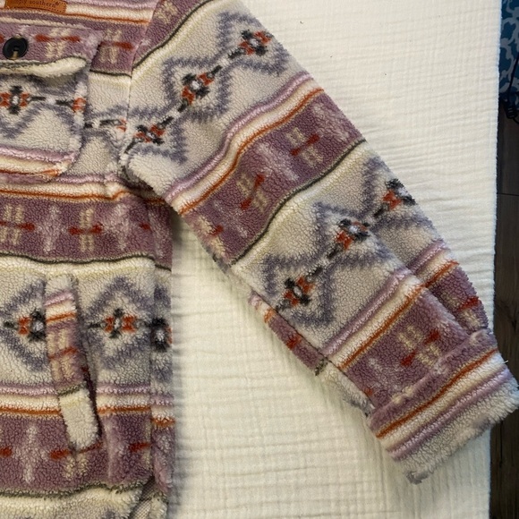 Simply Southern Aztec Gray Sweatshirt Shacket Jacket Sherpa Fleece Medium - Picture 2 of 16